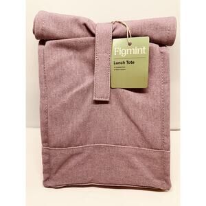 Figmint Purple/Rose Colored Roll Top Insulated Lunch Bag Tote NWT 15"x8.5"x6"